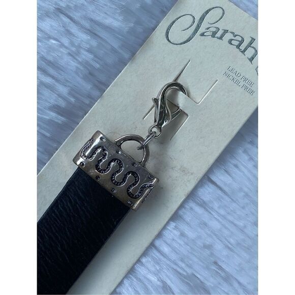 NWT Sarah’s Black Leather Floral Silver Bling Adjustable Bracelet - Picture 5 of 10